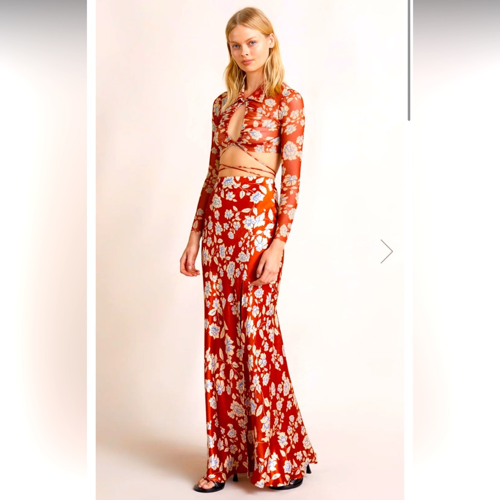 BEC + BRIDGE Blossom Gauze Crop Top - Rust Print